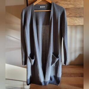 IN CASHMERE Mid-thigh Cardigan, 100% Cashmere, Gray, Size Small